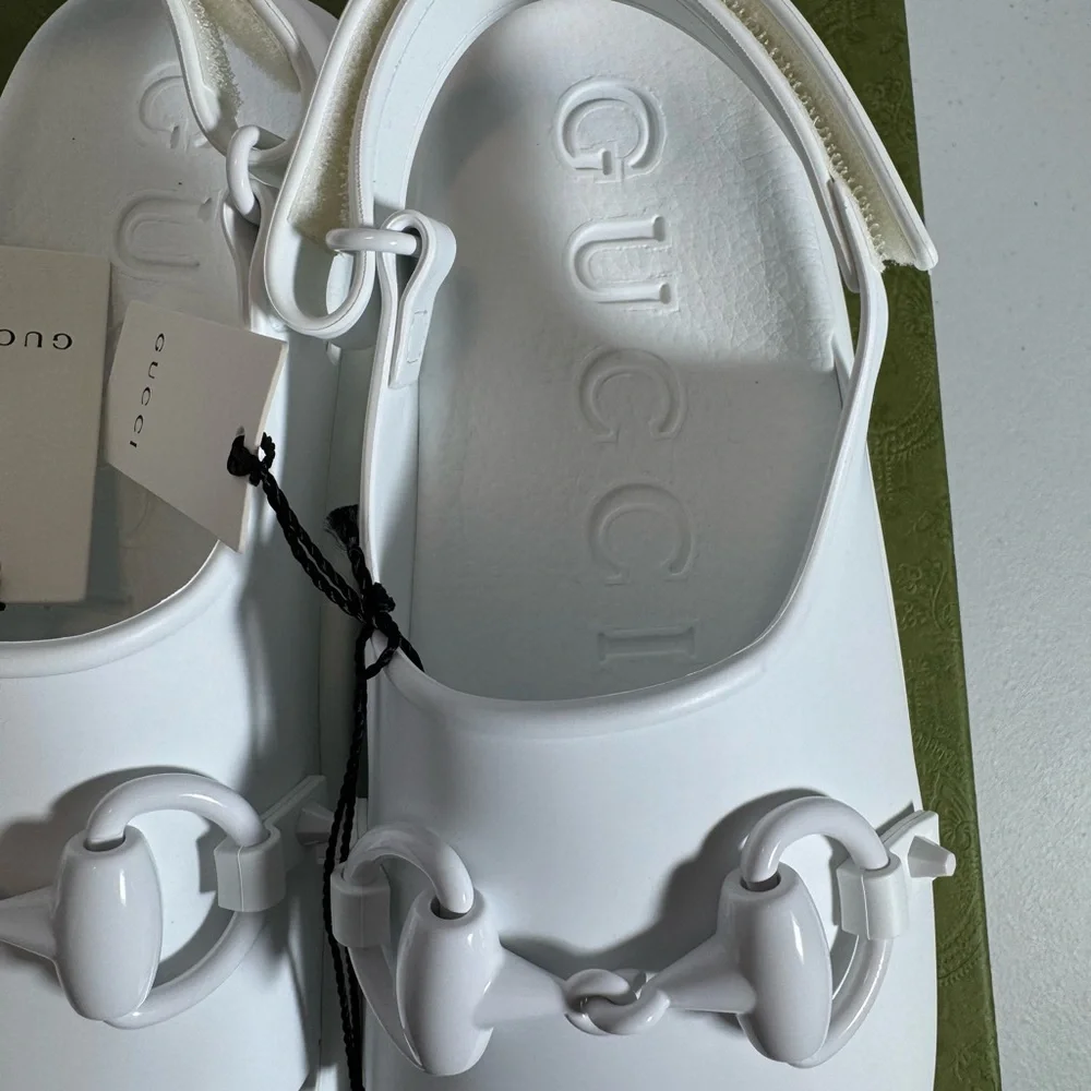 White GUCCI Platform Sandals size 37 - Picture 7 of 8